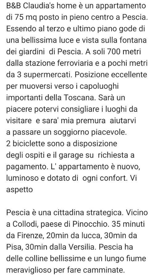 Claudia'S Home Pescia Dış mekan fotoğraf
